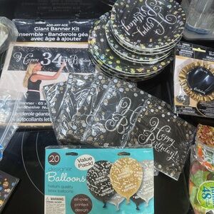 Party City Black and Gold Birthday Decoration Set